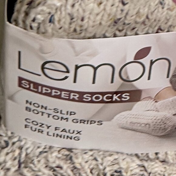 (Bundle 2) Lemon Women's Cozy Turn Cuff Slipper Socks M/L Ivory & Pink Non Slip - Picture 8 of 14